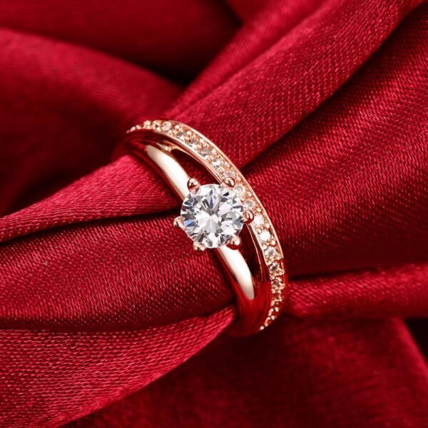 Anillo gold rose/dorado rosé con circones - Imagen 2