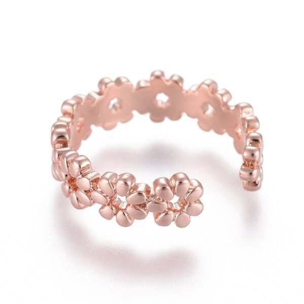 Anillo media falange midi dorado rosé/gold rose flores - Imagen 2