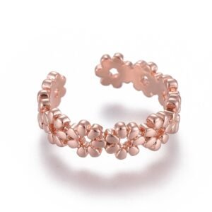 Anillo media falange midi dorado rosé/gold rose flores