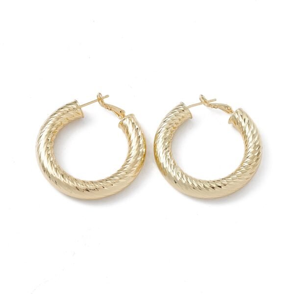 Par de aros argollas gruesas laminadas oro 18k goldfilled - Imagen 2