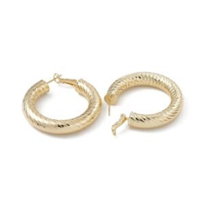 Par de aros argollas gruesas laminadas oro 18k goldfilled