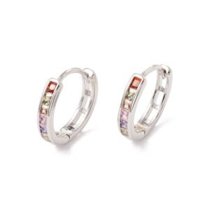 Aritos argollas aros plateados con microcircones de colores