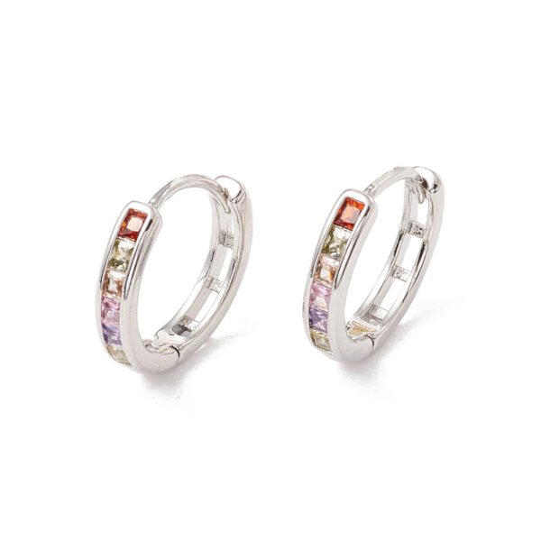 Aritos argollas aros plateados con microcircones de colores