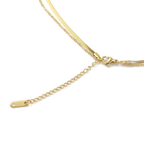 Collar doble de acero dorado modelo layer estrellas - Imagen 3
