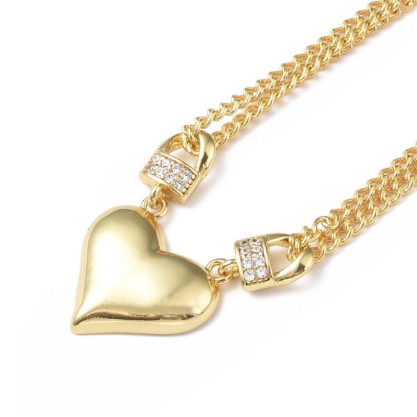 Collar doble laminado oro 18k/goldfilled corazón y candados
