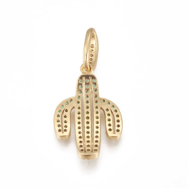 Dije cactus goldfilled oro 18k microcircones verdes - Imagen 2