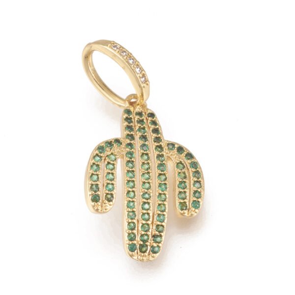 Dije cactus goldfilled oro 18k microcircones verdes