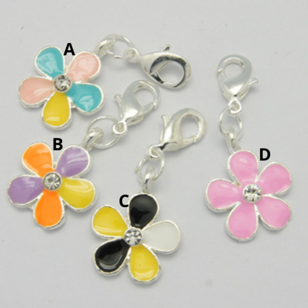 Dije colgante flor esmaltada de colores