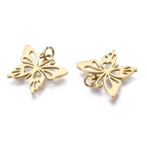 Dije mariposa de acero goldfilled oro 14k