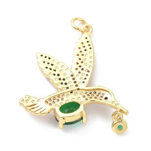 Dije colibrí laminado oro 18k/goldfilled circón verde - Imagen 2