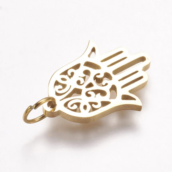 Dije dorado mano de Hamsa/Fátima acero quirúrgico - Imagen 2