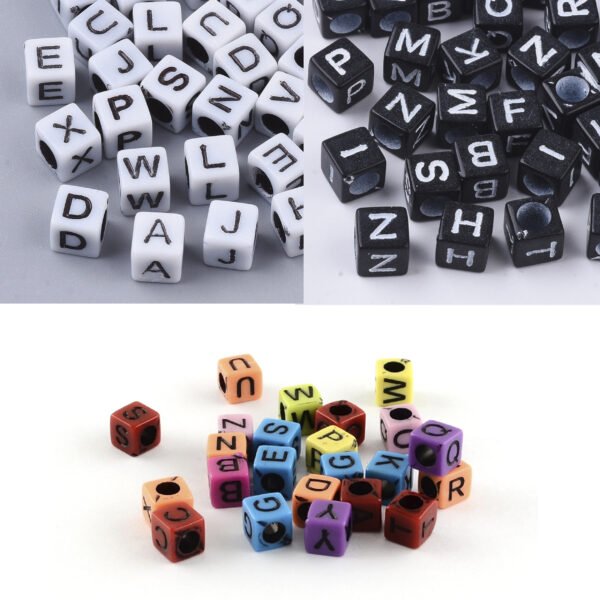 LETRAS PASANTES ACRILICAS  CUBO 6x6mm (POR 50 GRAMOS)