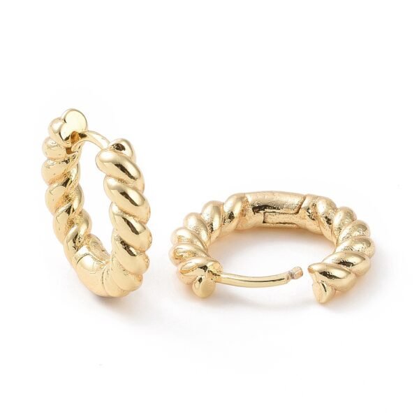 Par aros argollitas trenzadas goldfilled oro 18k - Imagen 2