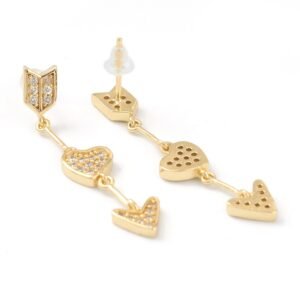 Par aros colgantes corazon y flechas