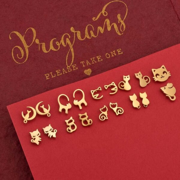 Par aros gato acero dorado modelos variados - Imagen 2
