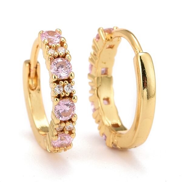 Par aros goldfilled oro18k circones rosados - Imagen 2