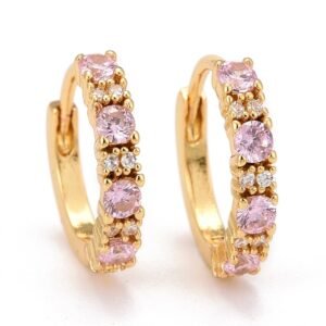 Par aros goldfilled oro18k circones rosados