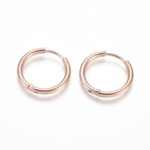 Par de argollas de acero aros gold rose 18mm