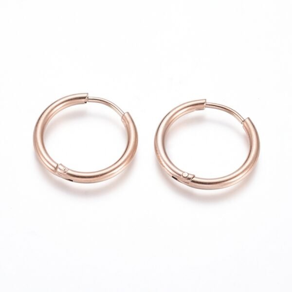 Par de argollas de acero aros gold rose 18mm