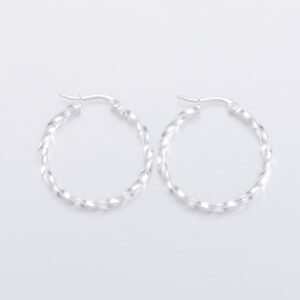 Par de argollas torzadas de acero aros blancos