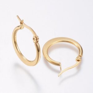 Par de aros argollas chatas de acero dorado 21mm