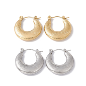 Par de aros argollas de acero patrones circulares