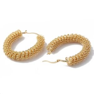 Par de aros argollas grandes espiral laminados oro 18k/goldfilled