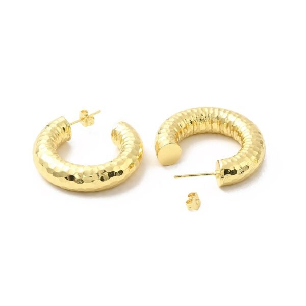 Par de aros argollas gruesas laminados oro 18k/goldfilled - Imagen 2