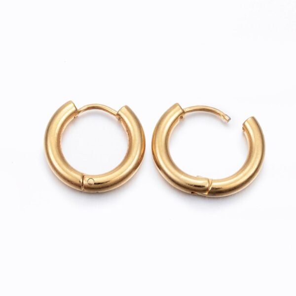 Par de aros argollitas de acero dorado 16mm - Imagen 2