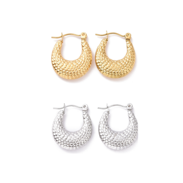 Par de aros de acero argollas con escamas