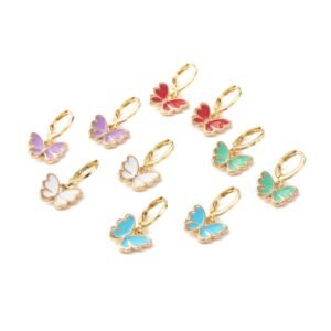 Par de aros mariposas esmaltadas de colores