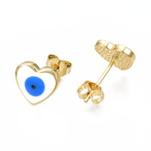 Par de aros ojo turco corazones laminados oro 18k/goldfilled