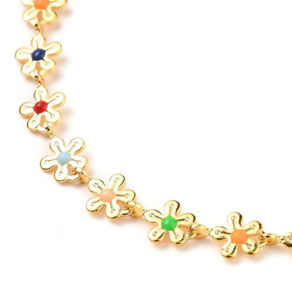 Pulsera con flores laminada oro 18k/goldfilled - Imagen 2