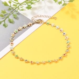Pulsera con flores laminada oro 18k/goldfilled