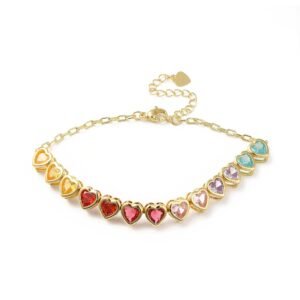 Pulsera con zircones de corazones laminada oro 18k/goldfilled
