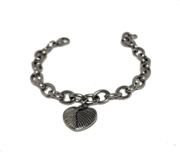 Pulsera de acero quirúrgico corazón con patrones