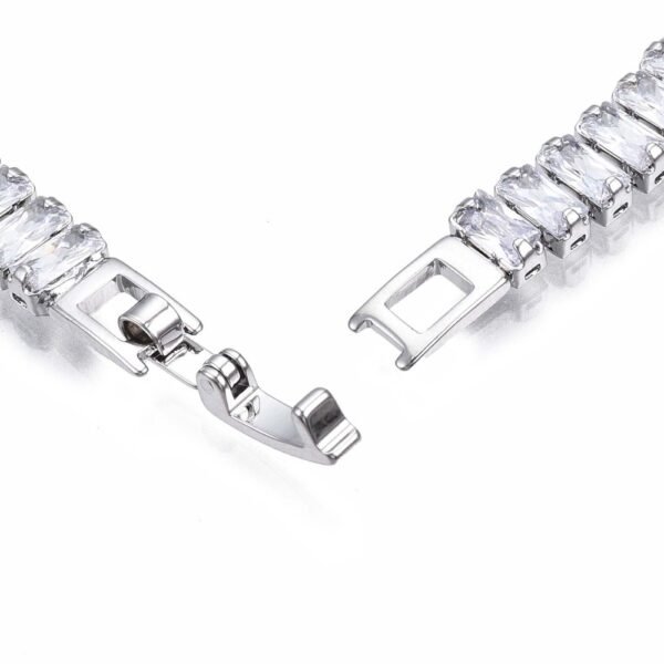 Pulsera de circonitas cubicas rectángulos bañada en platino - Imagen 3