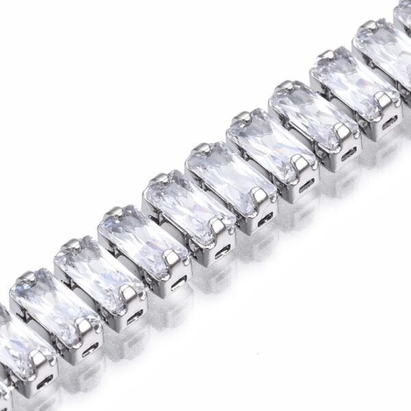 Pulsera de circonitas cubicas rectángulos bañada en platino - Imagen 2