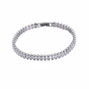 Pulsera de circonitas cubicas rectángulos bañada en platino