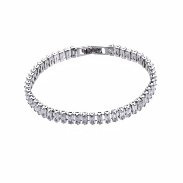 Pulsera de circonitas cubicas rectángulos bañada en platino