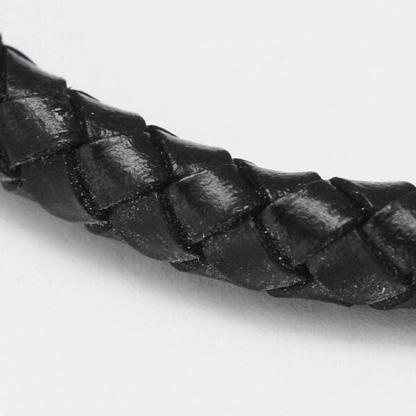 Pulsera de cuero trenzado con cierre de acero inoxidable - Imagen 2