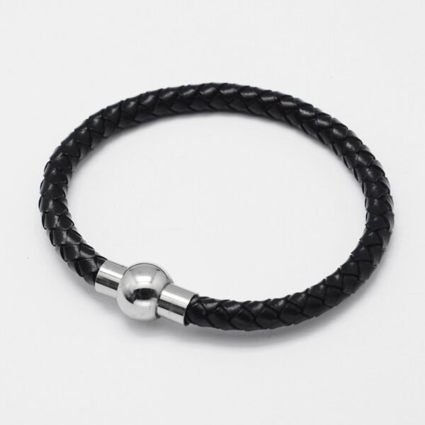 Pulsera de cuero trenzado con cierre de acero inoxidable