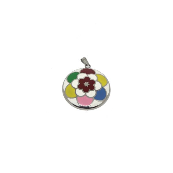 Dije esmaltado acero flor de colores