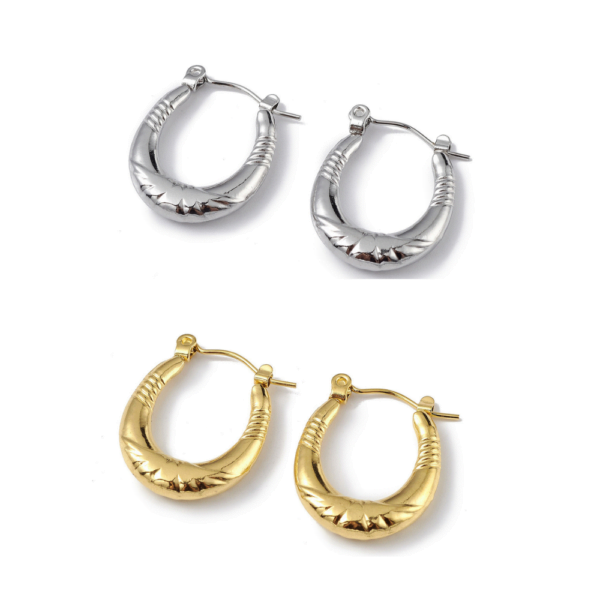 Par aros argollas lisas con rayas