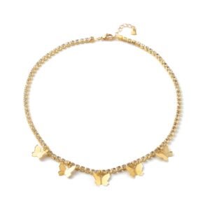Chocker dorado mariposas con circones