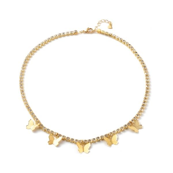 Chocker dorado mariposas con circones