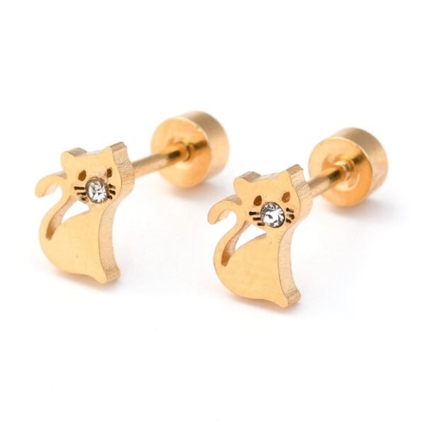 Par aros abridores gatitos acero dorado