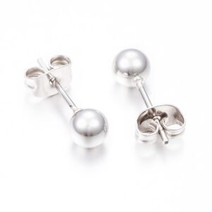 Par aros perlitas de acero blanco 4mm