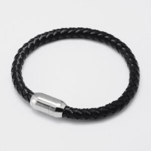 Pulsera cuero trenzando con cierre imantado de acero