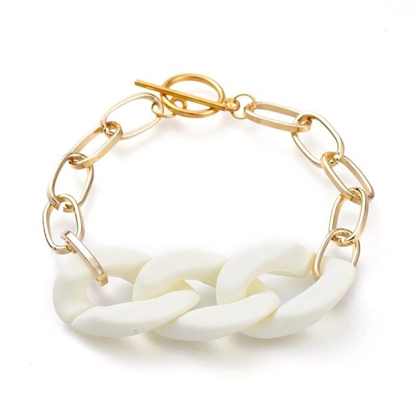 Pulsera dorada eslabones acrílicos